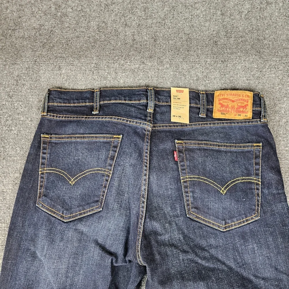 Levis 511 Slim Stretch Dark Wash Indigo Denim Jeans 36x30 045111390 Mens